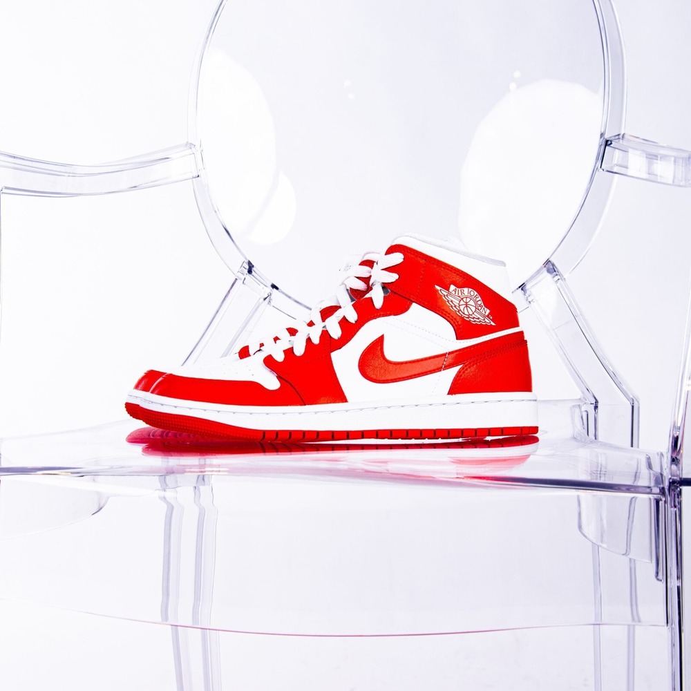 Nike Air Jordan 1 Mid Syracuse Habanero Red BQ6472-116 Women's Sz 10.5‎